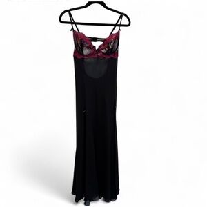 Elegant Black Nightgown with Pink Lace Accents